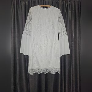 Boho White Lace Long Sleeve Dress